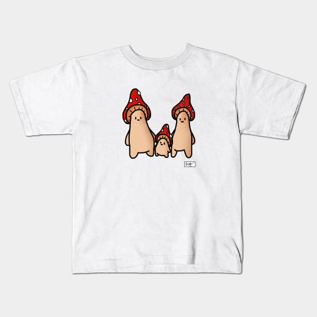 Mushroom Creature Family Kids T-Shirt by tdoodles